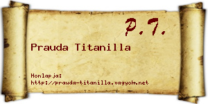 Prauda Titanilla névjegykártya